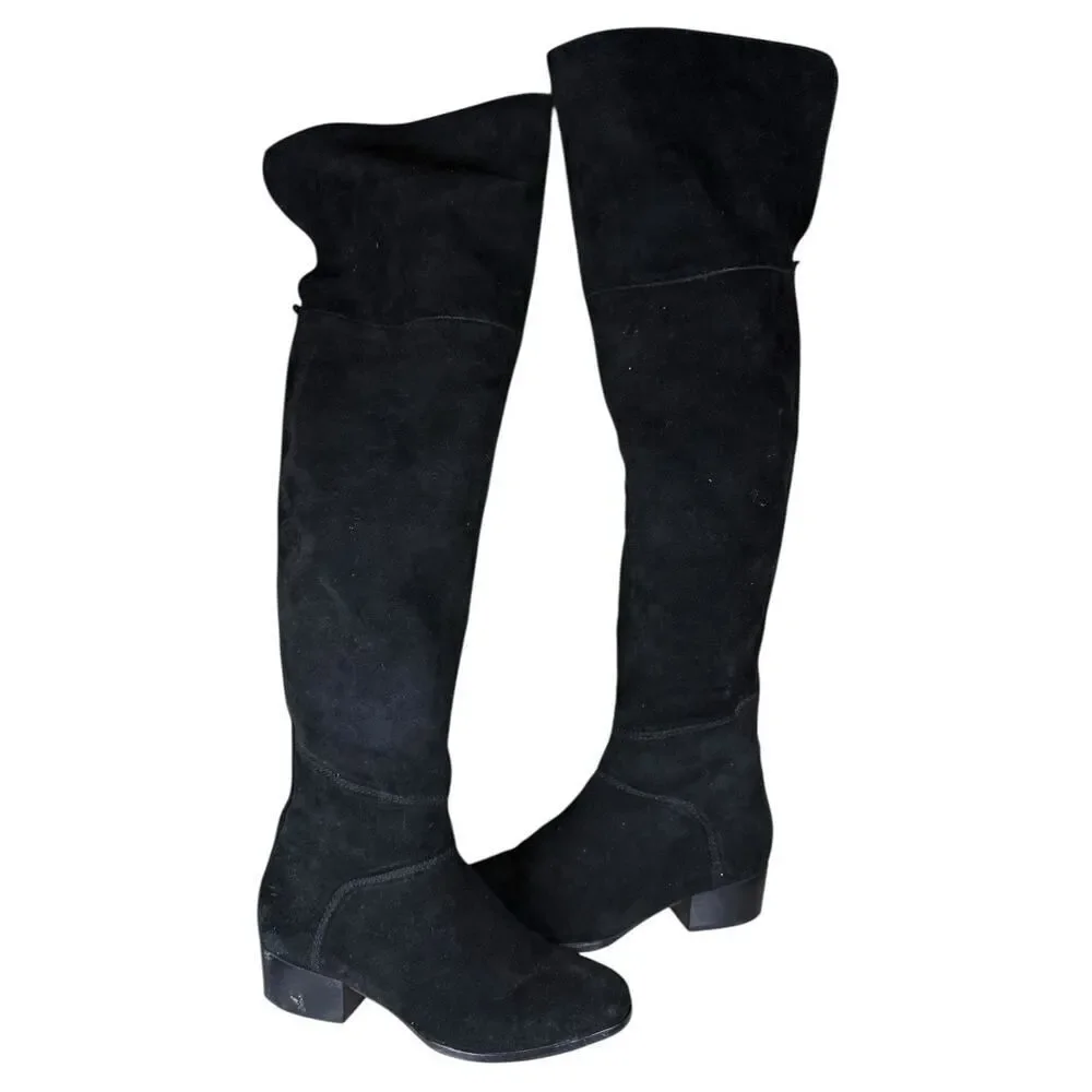 Joie Black Suede Over the Knee Boots Women’s 36.5 / US 6.5 Block Heel Overknee